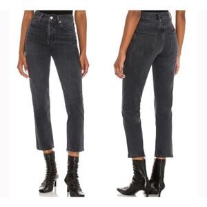 AGOLDE Riley High Rise Straight Crop Black Size 24